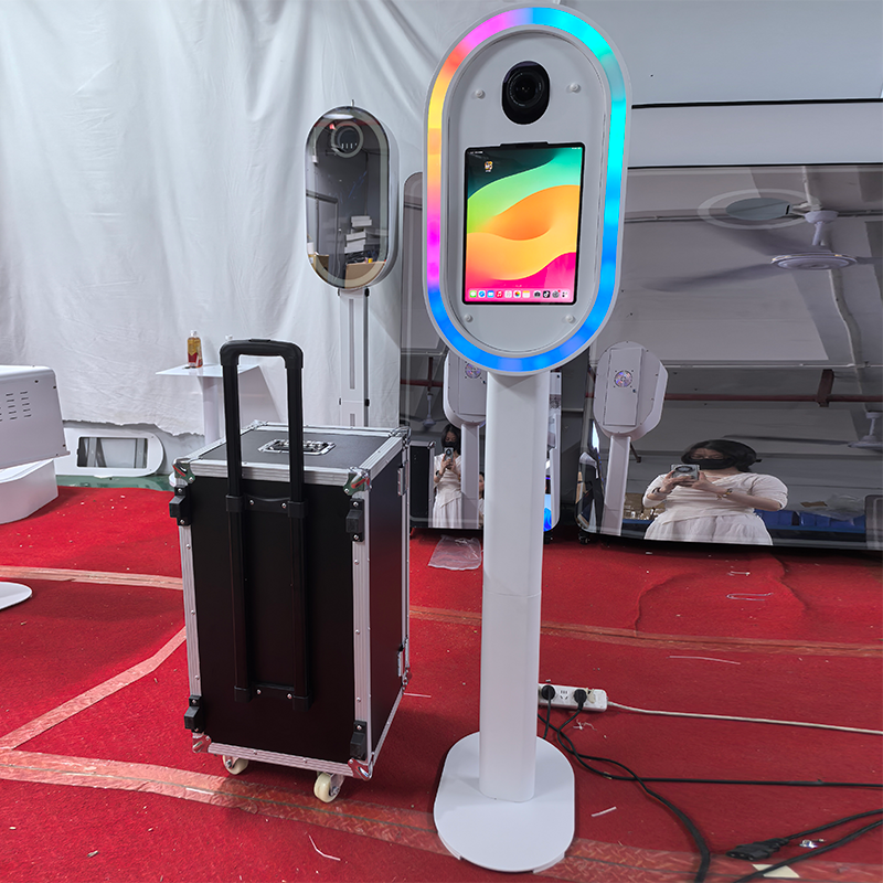Portable Dslr New Ipad Photo Booth Deluxe Duo With Lcd Screen Stand With Printer Oval Easy Assemble 15.6 in 10.2 reference product for max spielmann photo booth prices