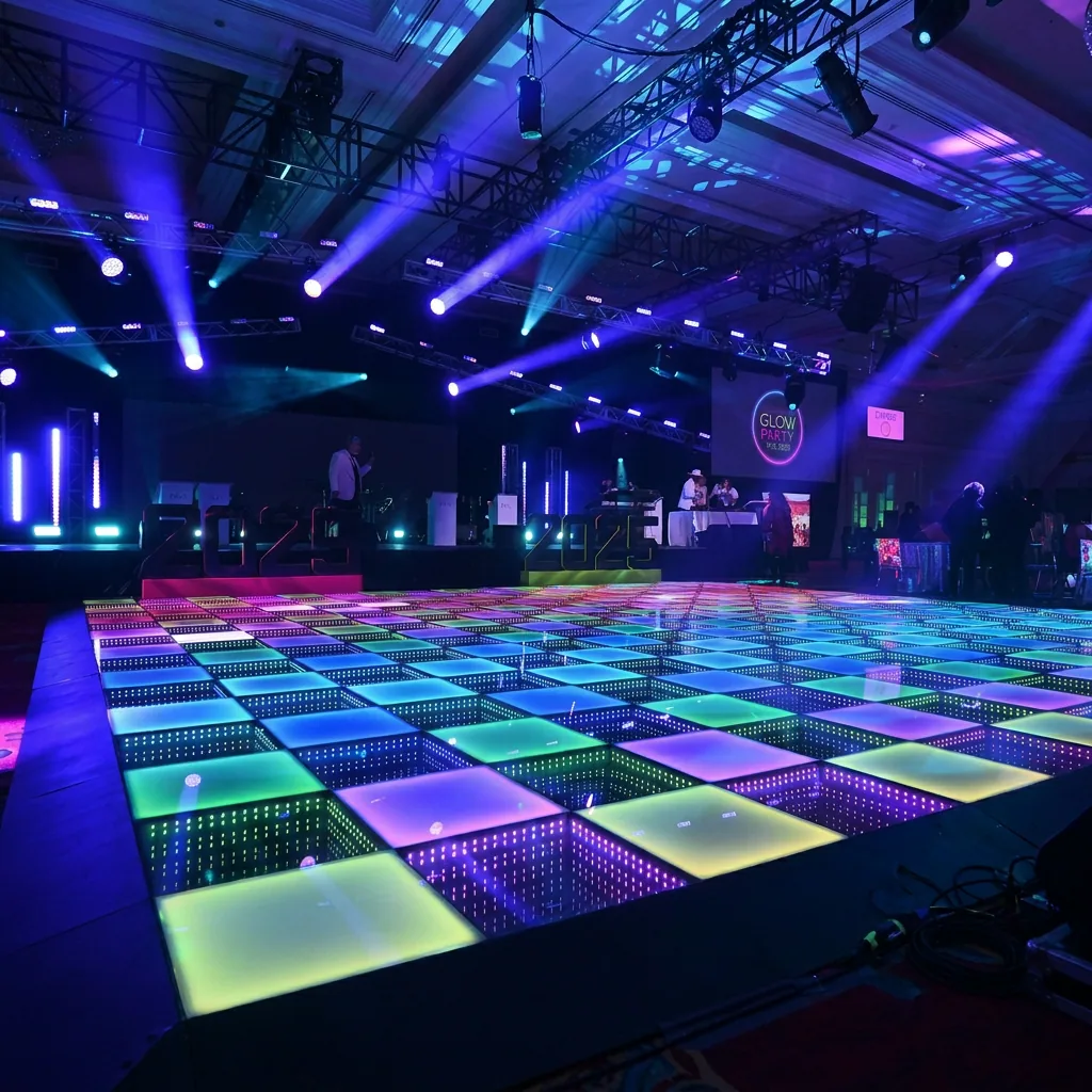 MM Magnetic Infinity Magnetic LED Dance Floor Waterproof Outdoor Tiles for Wedding Nightclub Parties Disco Dancing Floor reference product for light up disco dance floor